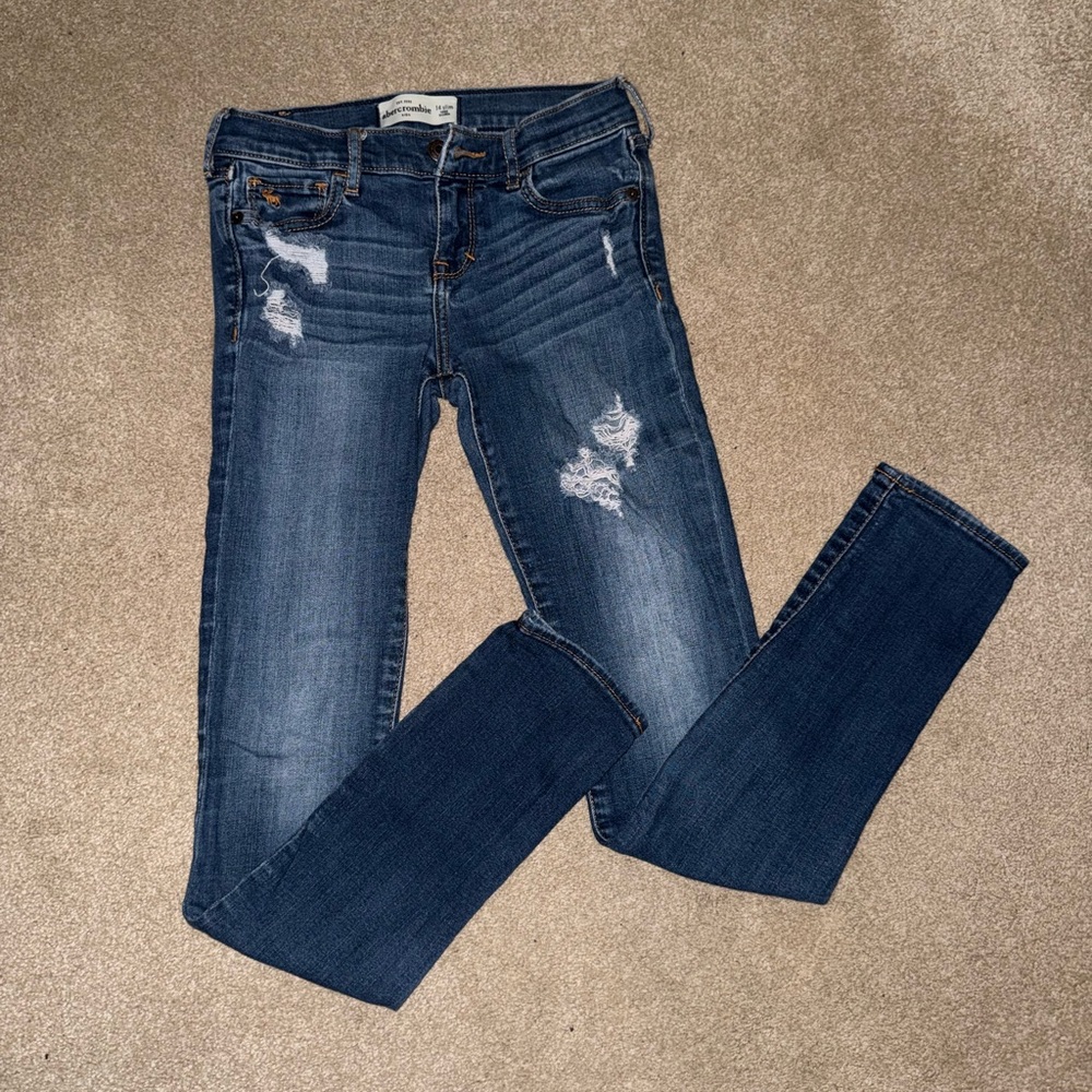 Abercrombie Kids Distressed Skinny Blue Jeans